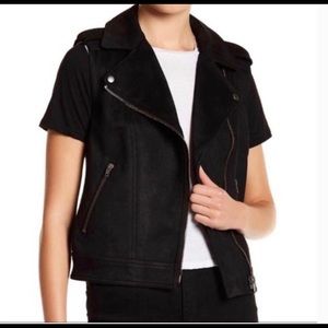 Philosophy Women’s Faux Suede Black Moto Vest Size XL NWT